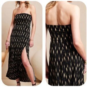 Banana Republic Women’s Tube Black And Gold Strapless Maxi Dress, XS Tall, NWT